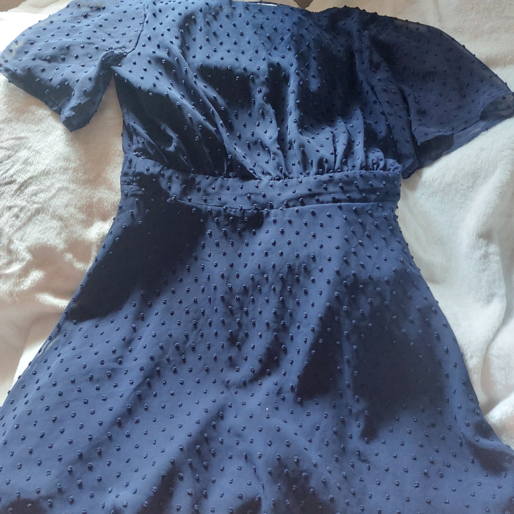 Elegant Forever 21 Navy Blue Backless Textured Dress